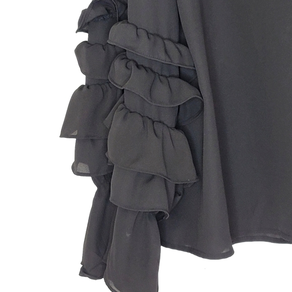 Black Ruffle Sleeve Top - Picture 4 of 4